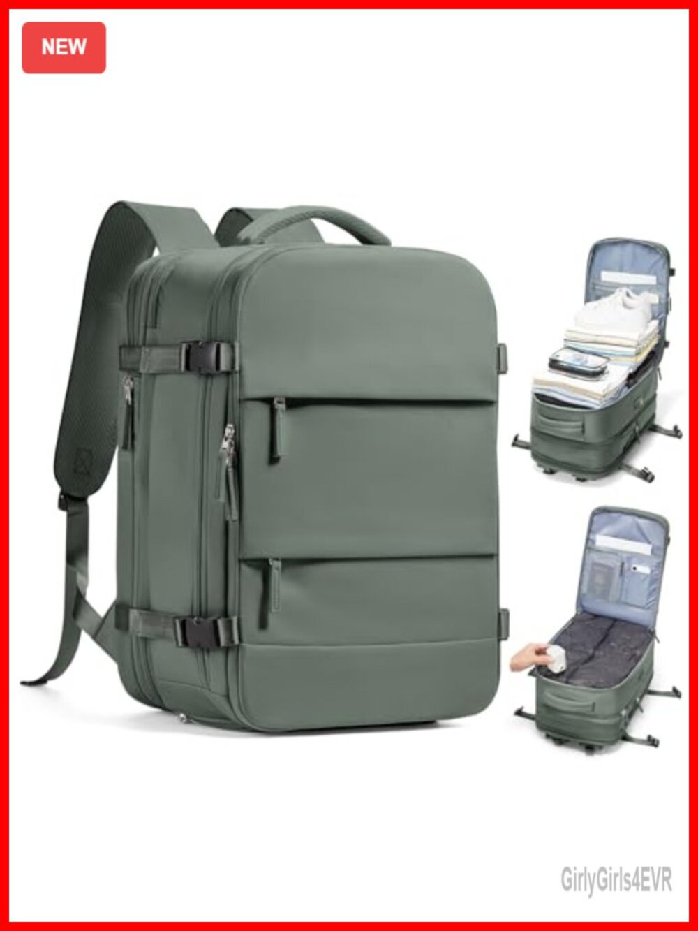 Travel Backpack with Vacuum Pump, Compression, USB Port, Laptop Compartment